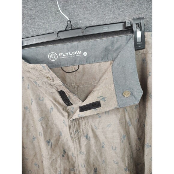 Flylow Shorts Men's 2XL All Over Print Adj Waist Brown Hiking - Picture 5 of 9